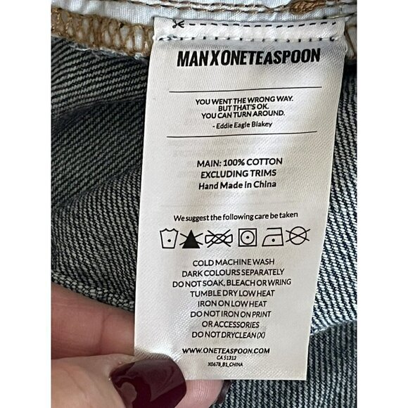 Man X One Teaspoon Mr Whites Distressed Jeans in Blue Suede Men's Sz 32 NWT - Picture 8 of 12